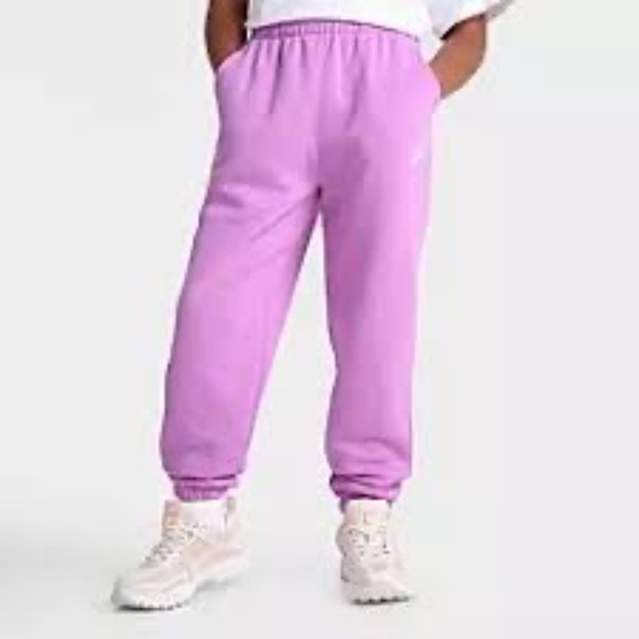 Nike Girls Loose Fit Sweatpants Size L Rush Fuchsia Back to School NWT Fleece - Picture 1 of 14